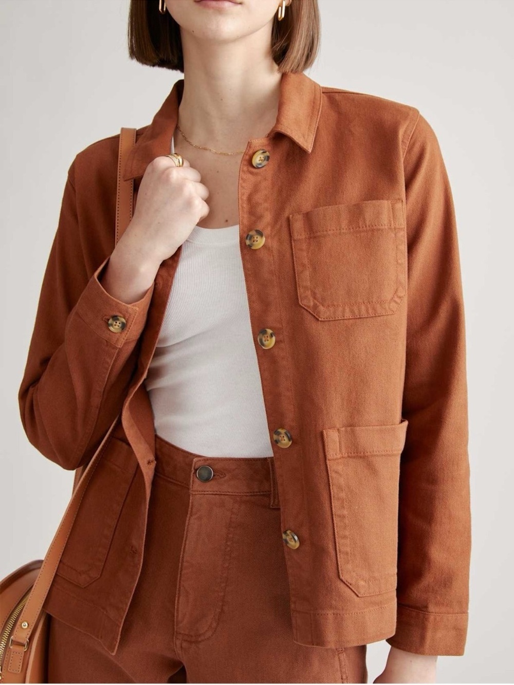 Quince Rust Brown Lightweight Shirt Jacket